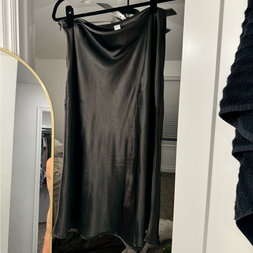 Black satin skirt